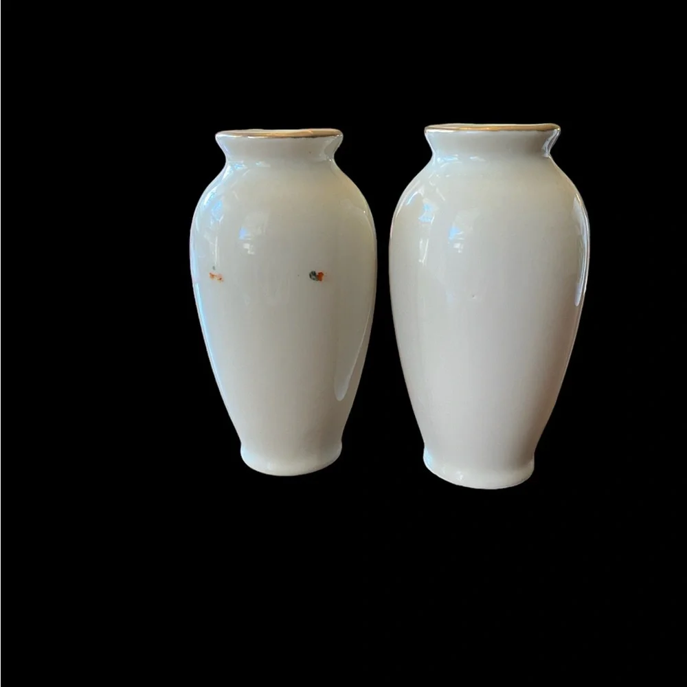 VTG Japanese Satsuma Style Mini Bud Vases 2 Peacock & Floral Ceramic Porcelain